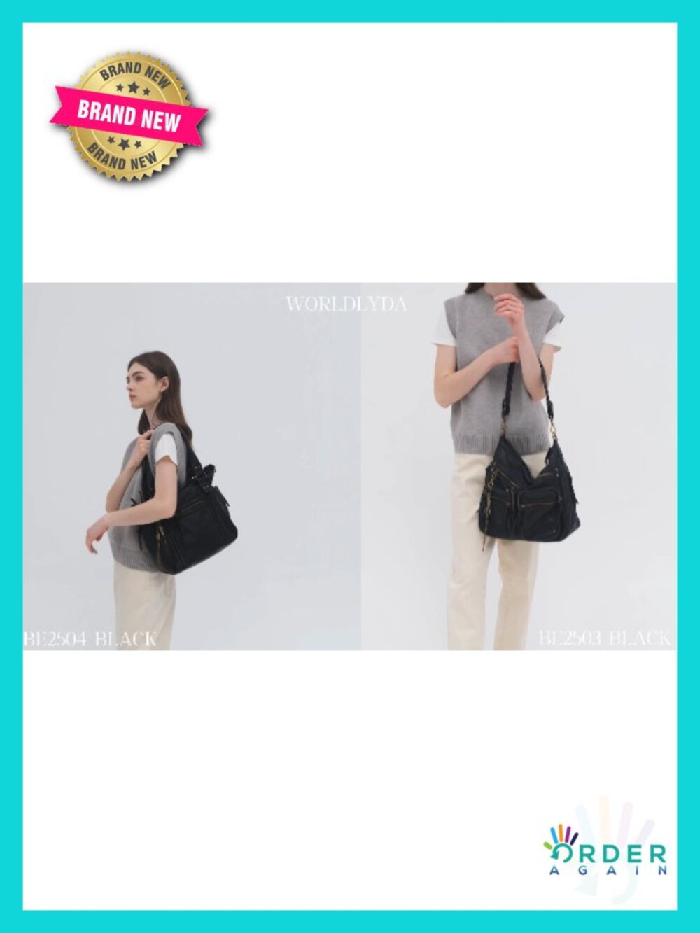 Large Soft Washed Vegan Leather Crossbody Hobo Tote Shoulder Bag - Picture 6 of 6